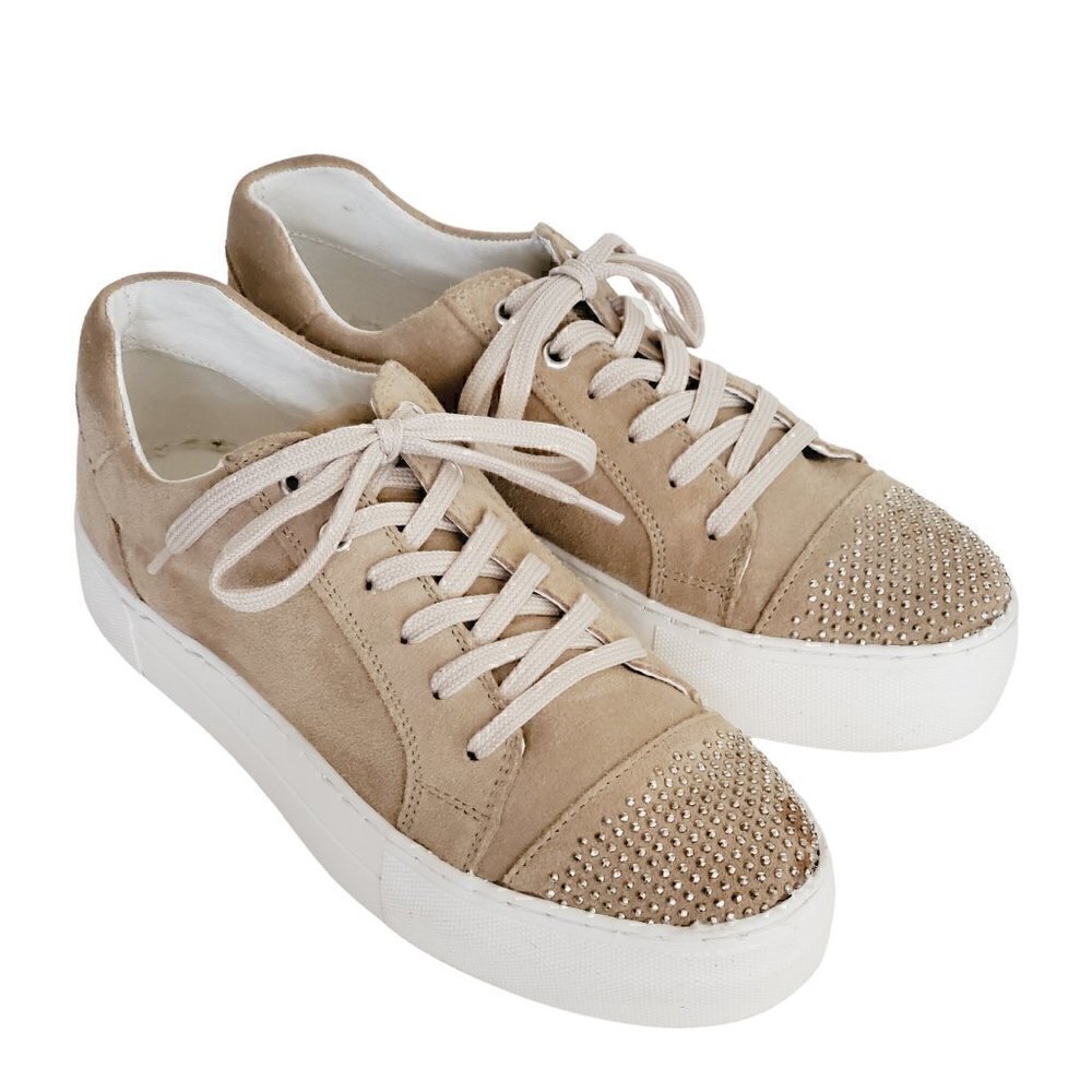 MARK Jenkins Dream Beige Suede Tie-Up Sneakers Size 8